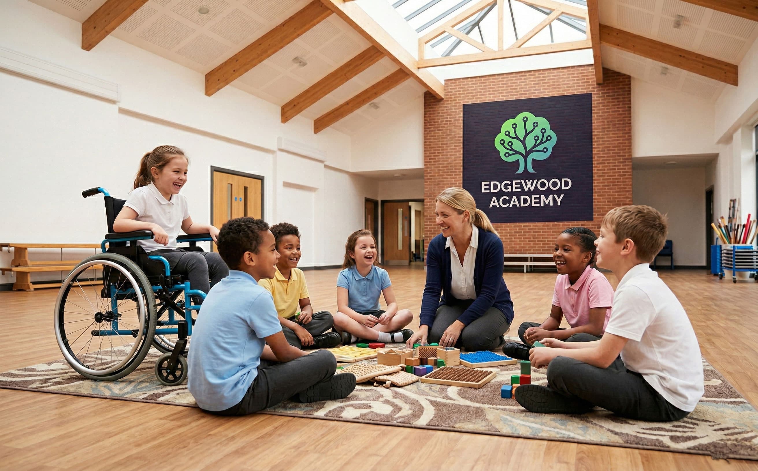 Diverse group of children learning together